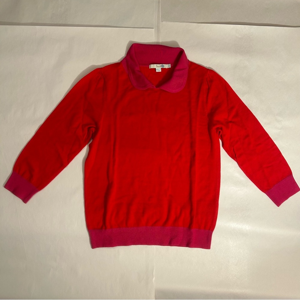 Pink and Red Valentines Day Sweater Peter Pan Collar 100% Wool Women’s M